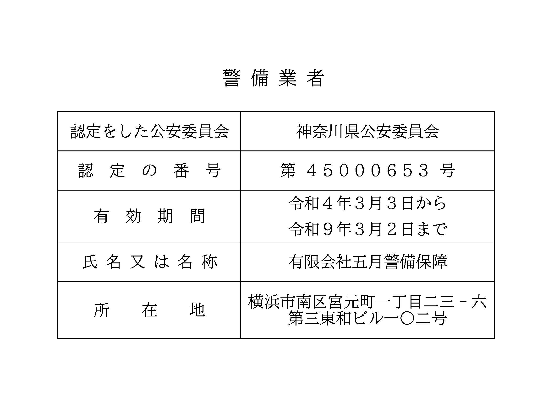 警備業標識